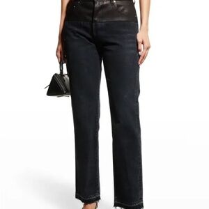 NWT Amiri Hybrid Black leather Denim